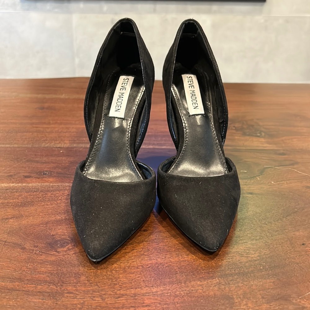 Steve Madden Varsity Cut Out Upper Court Shoes, Black Suede size 6.5